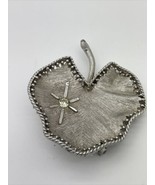 Vintage Silver Brooch Leaf And Morning Star Like Design Braided Edge - £3.88 GBP