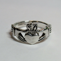 SOLID 925 Sterling Silver Irish Claddagh Celtic Knot Band Ring Ladies Size 6.5 - £19.75 GBP