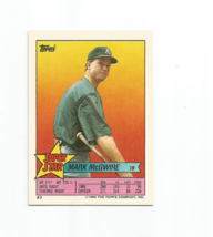 Mark Mc Gwire (Oakland Athletics) 1989 Topps Super Star Sticker Card #3 - £3.98 GBP