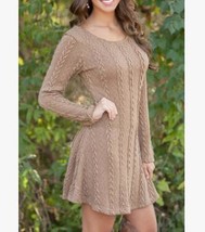 Color: Brown, Size: L - Women Causal Short Sweater Dress Female Autumn Winter W - £16.93 GBP