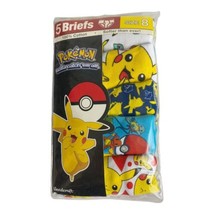 Pokémon Boys Briefs Underwear 5-Pack Size 8 Cartoon Pikachu Cotton Catch em NEW - £9.31 GBP