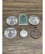 Lot of 6 Religious Medals Medallions St Michael Lourdes Christianity KG JD - $13.55 CAD