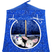 Royal Blue Toy Tent 2 Sleeping Bags Star Print for Action Figure, Stuffed Animal - £19.60 GBP