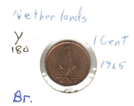 Netherlands 1 Cent, 1965, Bronze, KM 180 - £0.79 GBP