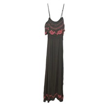 FRANCESCA&#39;S MIAMI OLIVE GREEN CORAL EMBROIDERED MAXI OFF THE SHOULDER DR... - $10.34
