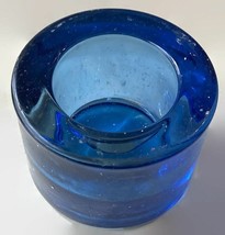 Cobalt Blue Candle Holder Paperweight Glass Votive Tealight Peacock Sapphire - £4.69 GBP