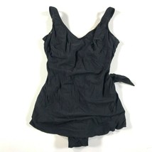 Vintage Roxanne Swimsuit Size 12 34 C Cup Black Ruched Knotted Down Back - £30.07 GBP