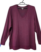 Lucky Brand Women&#39;s XXL Burgundy   Viscose Long Sleeve V-Neck Pullover Sweater - £16.90 GBP