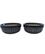 Boleslawiec Handmade Polish Pottery 7.75&quot; Round Serving Bowl Lot 2 Blue ... - $134.46 CAD