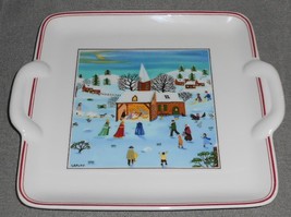 Villeroy &amp; Boch Naif Christmas Pattern Square Handled Cake Plate Luxembourg - £38.71 GBP
