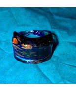 Gorgeous vintage black gold and blue glass ring size 7 - $844.42 MXN