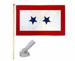 5&#39; Wood Flag Pole Kit Nylon White Bracket 3x5 Blue Star Service 2 Star P... - $24.88