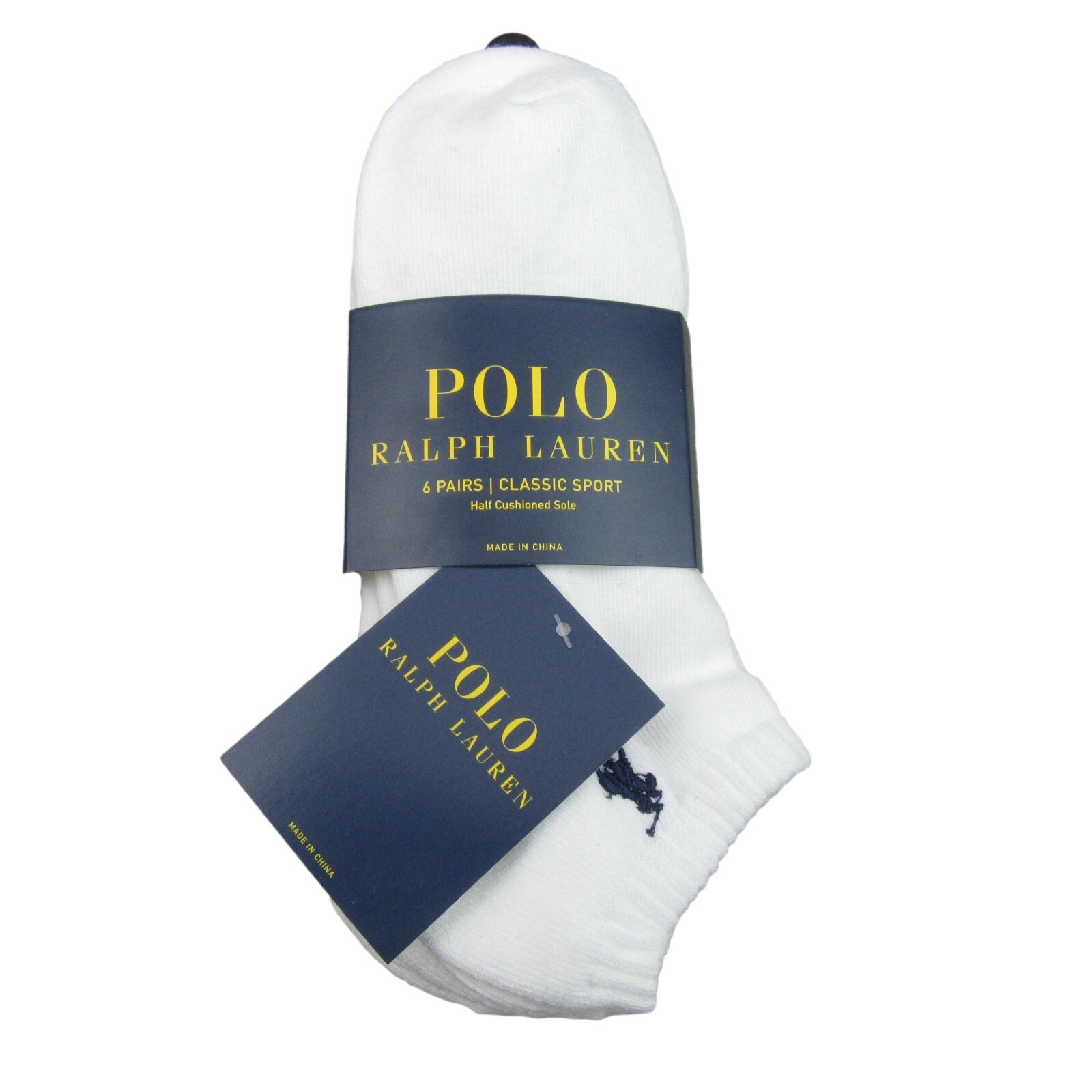 Polo Ralph Lauren Classic Sport Half Low Socks Mens Size 6-13 White (6-P... - $24.95