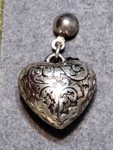 Ornate Sterling Silver Heart earings. C.1995 - £11.79 GBP