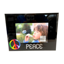 Glass Picture Frame Rhinestone Peace 8.5x6.75 for 3.5x5.5 Photo Free Sta... - $11.66