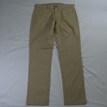NEW Gap 34 x 32 Khaki Athletic Taper Flat Front Stretch Cotton Mens Chino Pants - £19.98 GBP