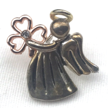 Angel Pin Multi Tone Brooch Small Costume Jewelry Vintage Clover Christian - £9.40 GBP