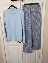 Club Room Men&#39;s 2-Pc. Solid T-Shirt &amp; Blue Plaid Pajama Pants Set Small - $17.77