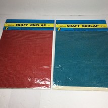 Vintage Craft Burlap Sheet Lot Of 2 Packages Red Blue 9.5&quot; X 12&quot; - £7.13 GBP