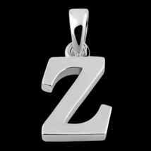 Block Letter Z Initial Pendant Necklace Solid 925 Sterling Silver - £13.62 GBP