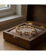GRAZIANO SIGNED ROSE GOLD TONE FAUX LAVENDER AMETHYST BANGLE BRACELET - $467.10 MXN