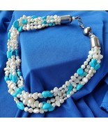NATIVE American Artie Yellowhorse Turquoise Pearl Sterling 5 Strend Neck... - $3,797.32 CAD