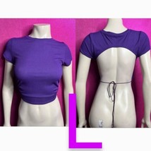 Sexy Purple Open Back Tie Ribbed Crop Top~Size L - £17.99 GBP