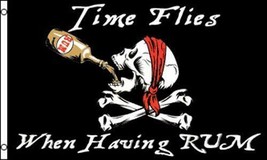 TIME FLYS WHEN YOUR HAVING RUM 3 X 5 FLAG banner FL680 NEW 3x5 pirate fl... - $177.38 MXN