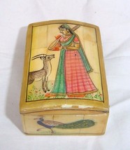 Antique looking decorative Wooden hand crafted bone box  Hand painting Pills Box - £49.14 GBP
