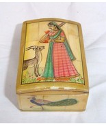 Antique looking decorative Wooden hand crafted bone box  Hand painting P... - $62.82