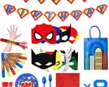 Superhero Kid&#39;s Party Supplies - Felt Masks, Birthday Party Favors for 8... - $24.74