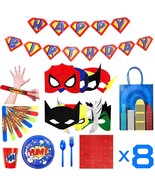 Superhero Kid&#39;s Party Supplies - Felt Masks, Birthday Party Favors for 8... - £19.37 GBP