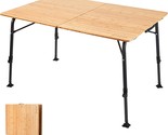 Portable Bamboo Tables With Adjustable Height Aluminum Legs For Outdoor ... - $376.92