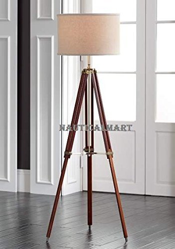Designer's Cherry Finish Wood Tripod Floor Lamp Stand - $199.00