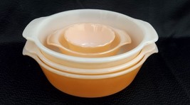 Anchor Hocking Fire King Peach Lustreware Ovenware Casseroles and bowl Vintage - £37.33 GBP