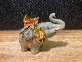 Small Cute Elephant Figurine Gold Highlights approx 2&quot; - $9.50