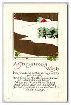 Christmas Wish Winter Landscape Poem Gilt Embossed UNP DB Postcard Y9 - £3.13 GBP