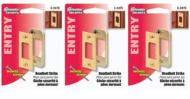 Prime Line E2479 Deadbolt Strike Plate,  Alloy Steel, Brass Plated, 3-Pack - $12.60