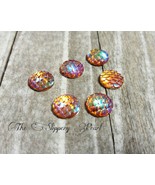6 Mermaid Scale Cabochons 12mm Flatbacks Domed Dragon Scales Fairy Tale ... - €4,64 EUR