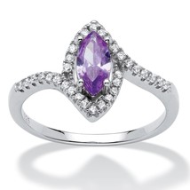 Sterling Silver February Amethyst Birthstone Marquise Ring Size 5 6 7 8 9 10 - £79.92 GBP