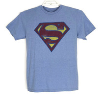 Superman Unisex Shirt Size S Small Blue Short Sleeve Superman Crew Neck ... - $15.69