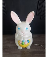 Vintage Easter Bunny Rabbit Lighted Eggs Basket Empire 22” Blow Mold Yar... - $39.58