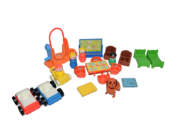 Vtg Fisher Price Little People Cars School replacements Table Chairs etc - $22.28