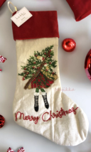 NIcole Miller Luxury Merry Christmas Stocking Silver Gold Beaded Embroidered 22&quot; - £38.35 GBP