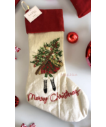 NIcole Miller Luxury Merry Christmas Stocking Silver Gold Beaded Embroid... - £38.23 GBP