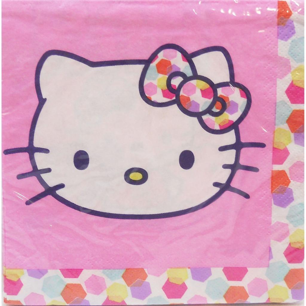 Hello Kitty Lunch Paper Napkins Dots and Bows Design 16 Count Birthday P... - $4.95