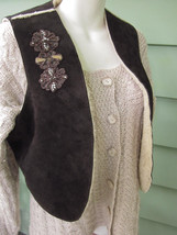 Antik Batik Calfskin Leather Suede Open Vest Size 10 to 12 Designed in F... - £22.50 GBP