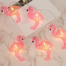 10Ft Pink Flamingo Lights, Led Flamingo String Lights Battery Operated Fairy Lig - £18.97 GBP