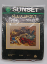 Vtg Sunset Needlepoint Kit, Native American Still Life, #6224, 14"x18" - $9.75