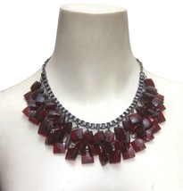 Vintage Joan Rivers Red Cha Cha Square Bead Layered Bib Necklace Japanne... - $32.66